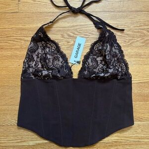 Garage Hannah Lace Halter Corset Top